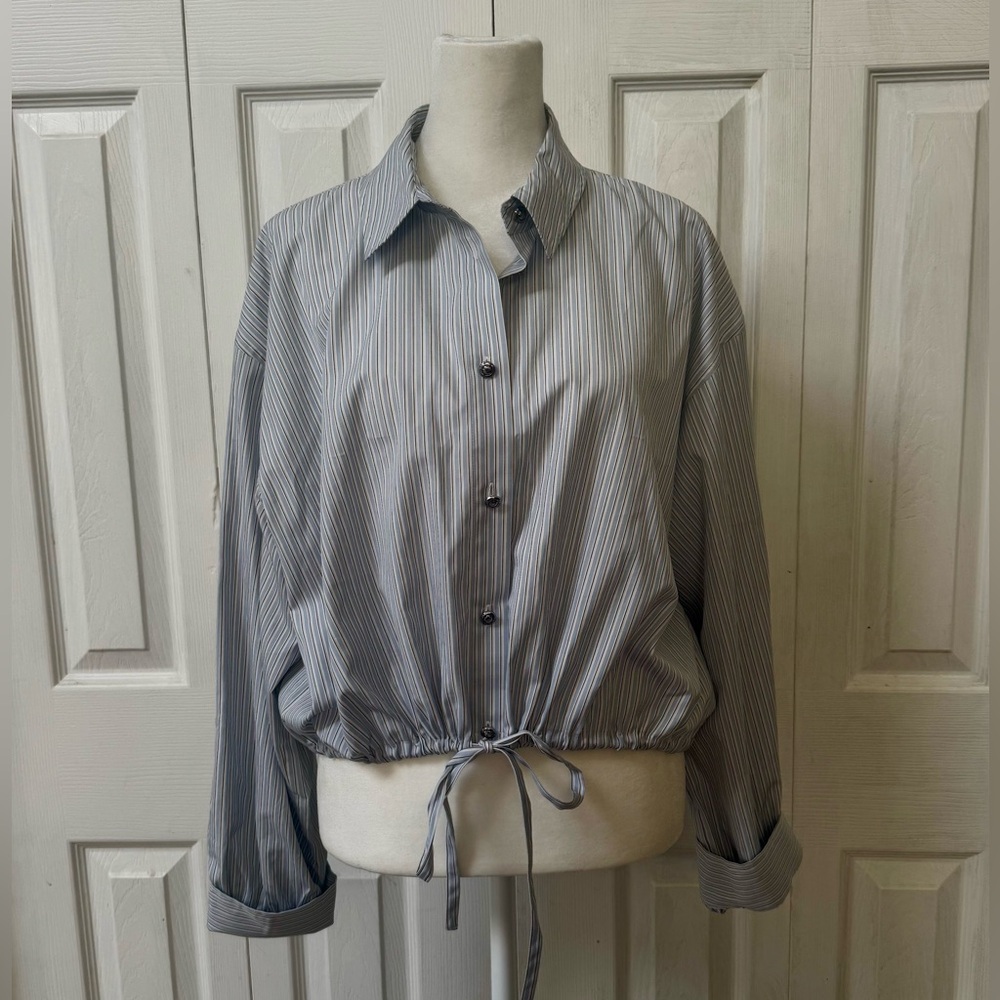 rag & bone Light Blue and White Striped Button-Up Shirt